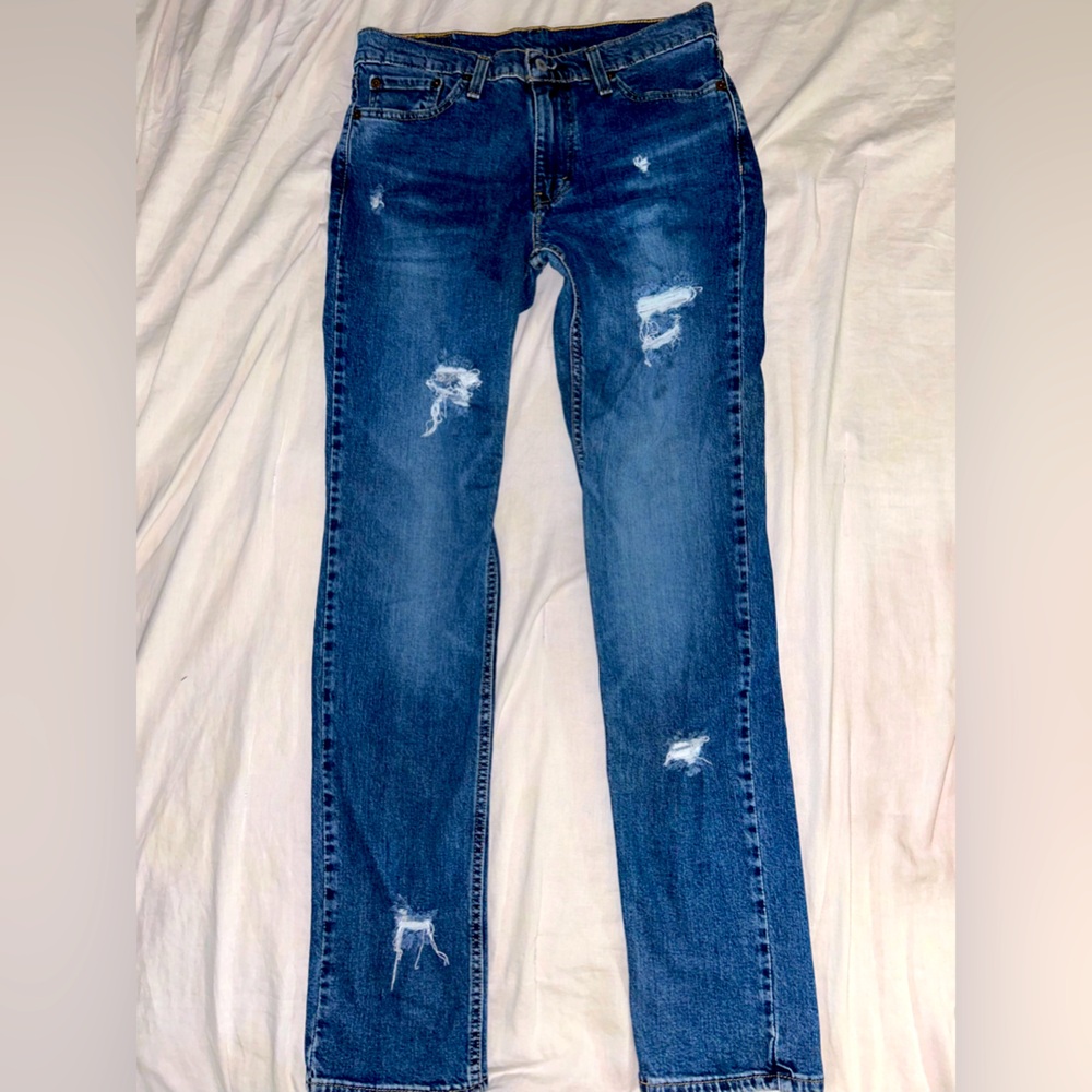 Unisex Levi’s 511 distressed stretch Denim Jeans. 32x34